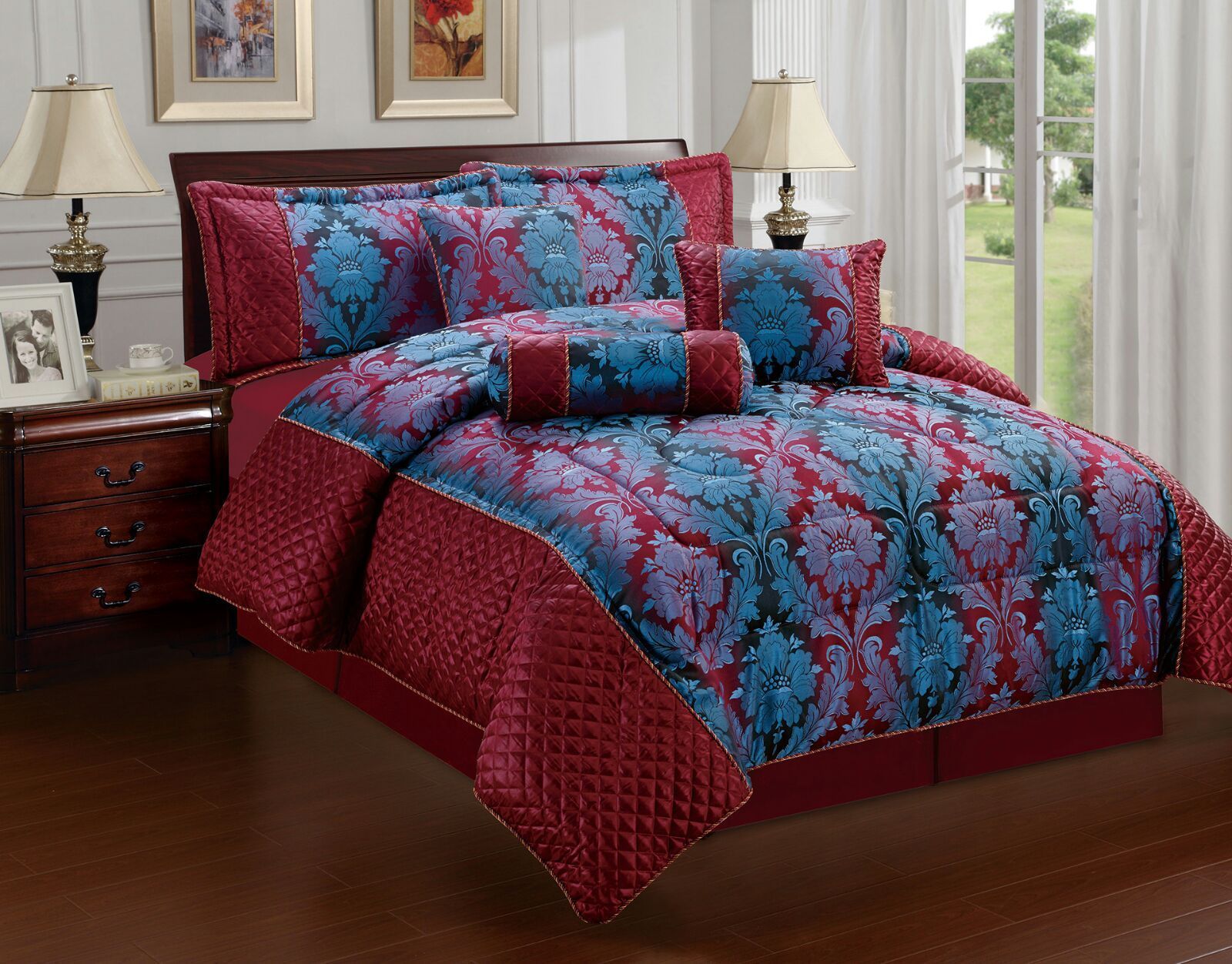 Роскошный (7 предметов) комплект для кровати из жаккарда. DOUBLE SIZE