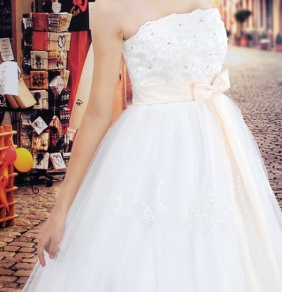 Pleasant, not expensive wedding dress, gown 